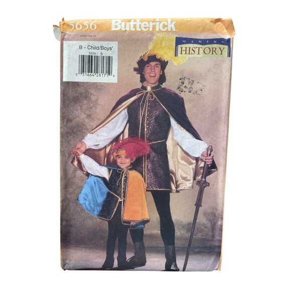 90s Butterick 5656 Renaissance Costume Pattern Child/Boy Sizes XS- Large UNCUT - Picture 1 of 6